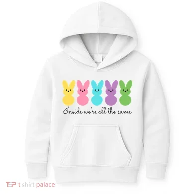 Inside We Are All The Same Easter Bunny Kids Hoodie