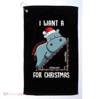 I Want A Hippotenuse For Christmas Math Teacher Xmas Hippo Gift Golf Towel thumb 0