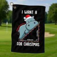 I Want A Hippotenuse For Christmas Math Teacher Xmas Hippo Gift Golf Towel thumb 1