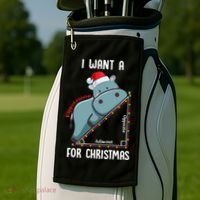 I Want A Hippotenuse For Christmas Math Teacher Xmas Hippo Gift Golf Towel thumb 2