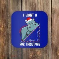 I Want A Hippotenuse For Christmas Math Teacher Xmas Hippo Gift Coaster thumb 0