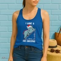 I Want A Hippotenuse For Christmas Math Teacher Xmas Hippo Gift Women's Tank Top thumb 2