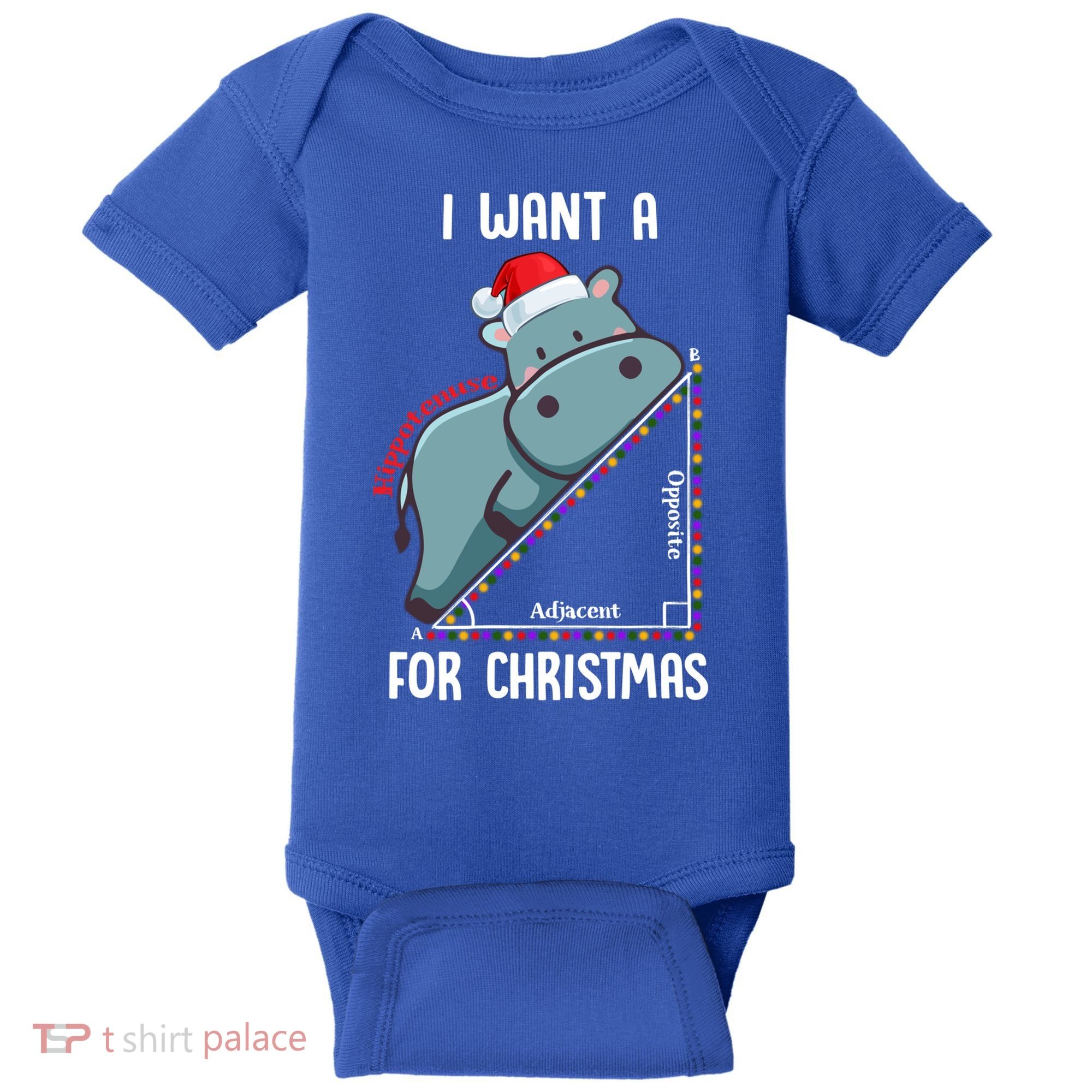 I Want A Hippotenuse For Christmas Math Teacher Xmas Hippo Gift Baby Bodysuit