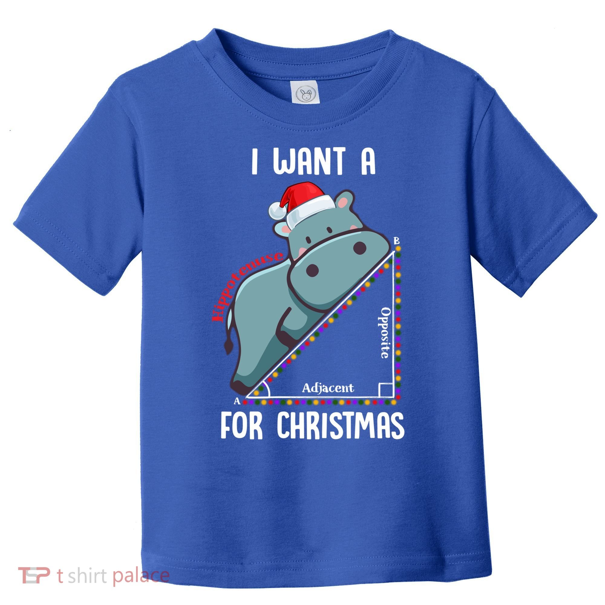 I Want A Hippotenuse For Christmas Math Teacher Xmas Hippo Gift Toddler T-Shirt