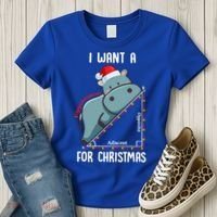 I Want A Hippotenuse For Christmas Math Teacher Xmas Hippo Gift Women's T-Shirt thumb 3