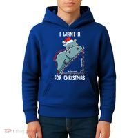 I Want A Hippotenuse For Christmas Math Teacher Xmas Hippo Gift Kids Hoodie thumb 4