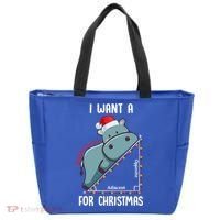 I Want A Hippotenuse For Christmas Math Teacher Xmas Hippo Gift Tote Bag thumb 0