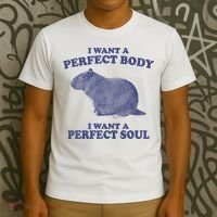 I Want A Perfect Body I Want A Perfect Soul Capybara T-Shirt thumb 3