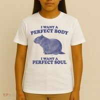 I Want A Perfect Body I Want A Perfect Soul Capybara T-Shirt thumb 4