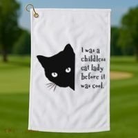I Was A Childless Cat Lady Before It Was Cool Golf Towel thumb 1