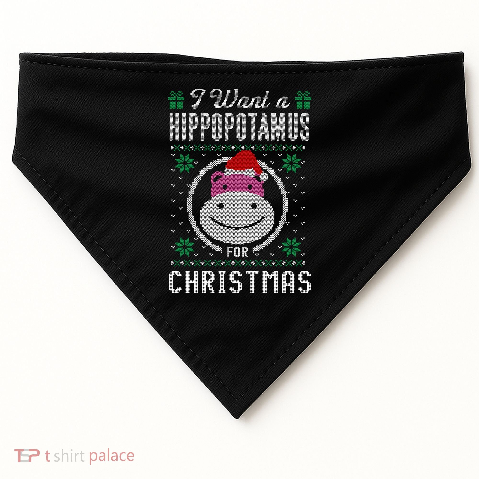 I Want A Hippopotamus For Christmas Gift Ugly Sweater Gift USA-Made Doggie Bandana