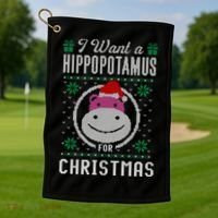 I Want A Hippopotamus For Christmas Gift Ugly Sweater Gift Golf Towel thumb 1