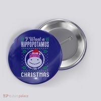 I Want A Hippopotamus For Christmas Gift Ugly Sweater Gift Button thumb 0