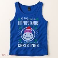 I Want A Hippopotamus For Christmas Gift Ugly Sweater Gift Tank Top thumb 2