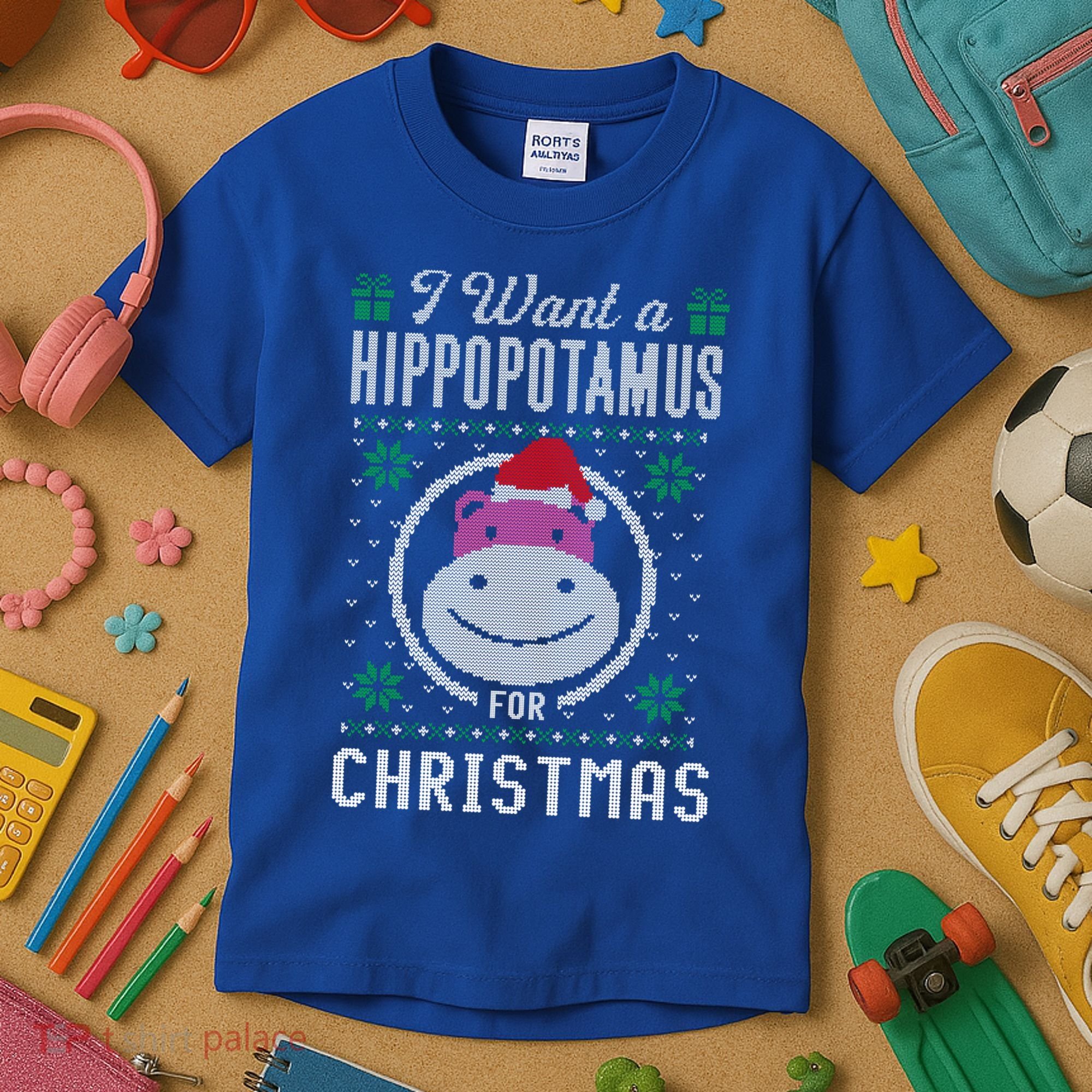I Want A Hippopotamus For Christmas Gift Ugly Sweater Gift Kids T-Shirt
