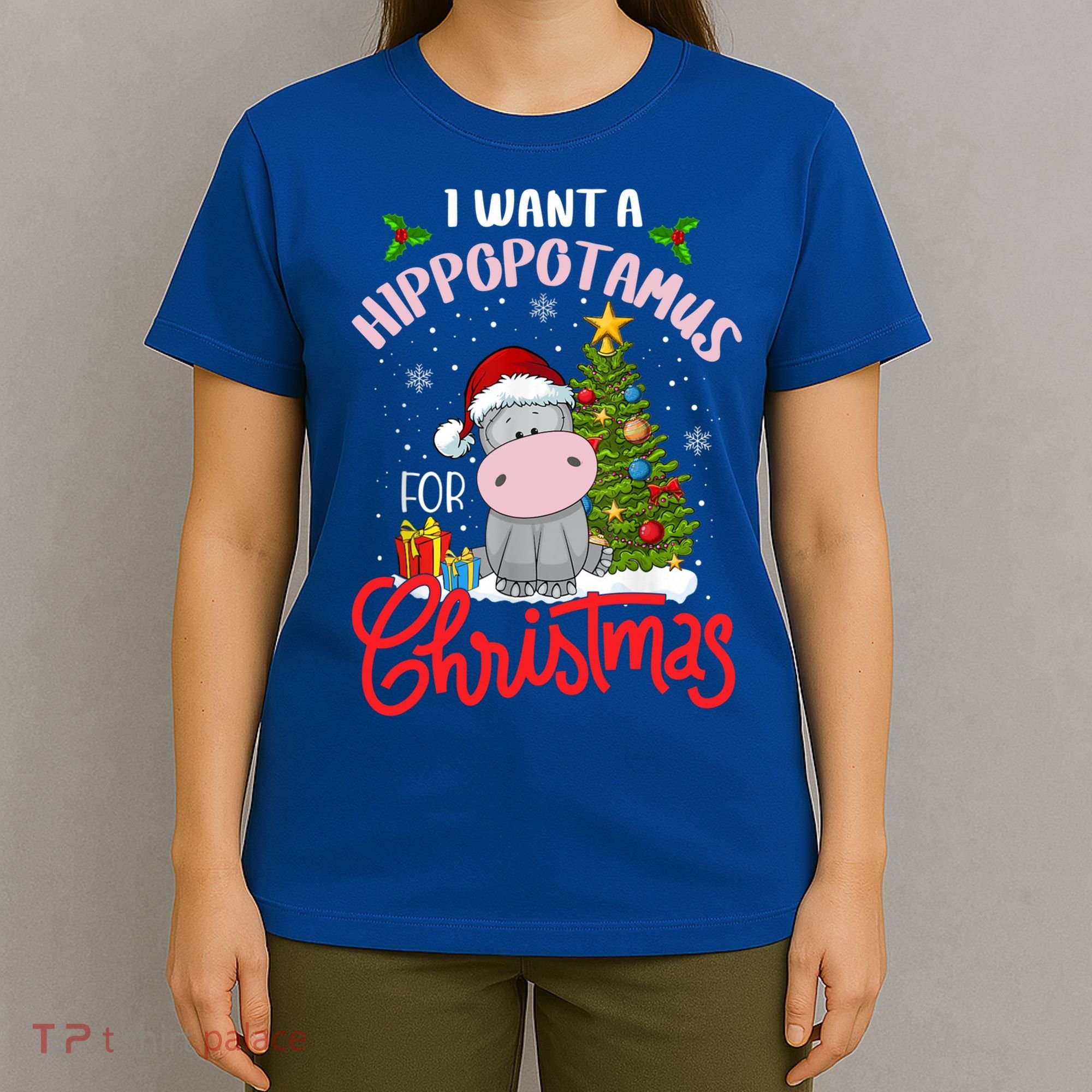 I Want A Hippopotamus For Christmas Funny Hippo Xmas Pajamas Gift T-Shirt