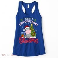 I Want A Hippopotamus For Christmas Funny Hippo Xmas Pajamas Gift Women's Tank Top thumb 0