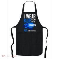 I Wear Blue For My Grandpa Support ALS Awareness Apron thumb 0