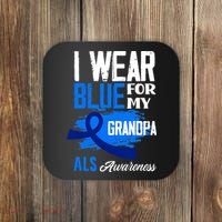 I Wear Blue For My Grandpa Support ALS Awareness Coaster thumb 0