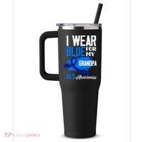 I Wear Blue For My Grandpa Support ALS Awareness 40oz Vacuum Insulated Stainless Steel Travel Tumbler thumb 2