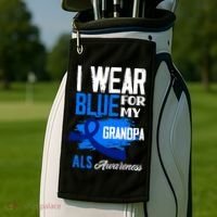 I Wear Blue For My Grandpa Support ALS Awareness Golf Towel thumb 2