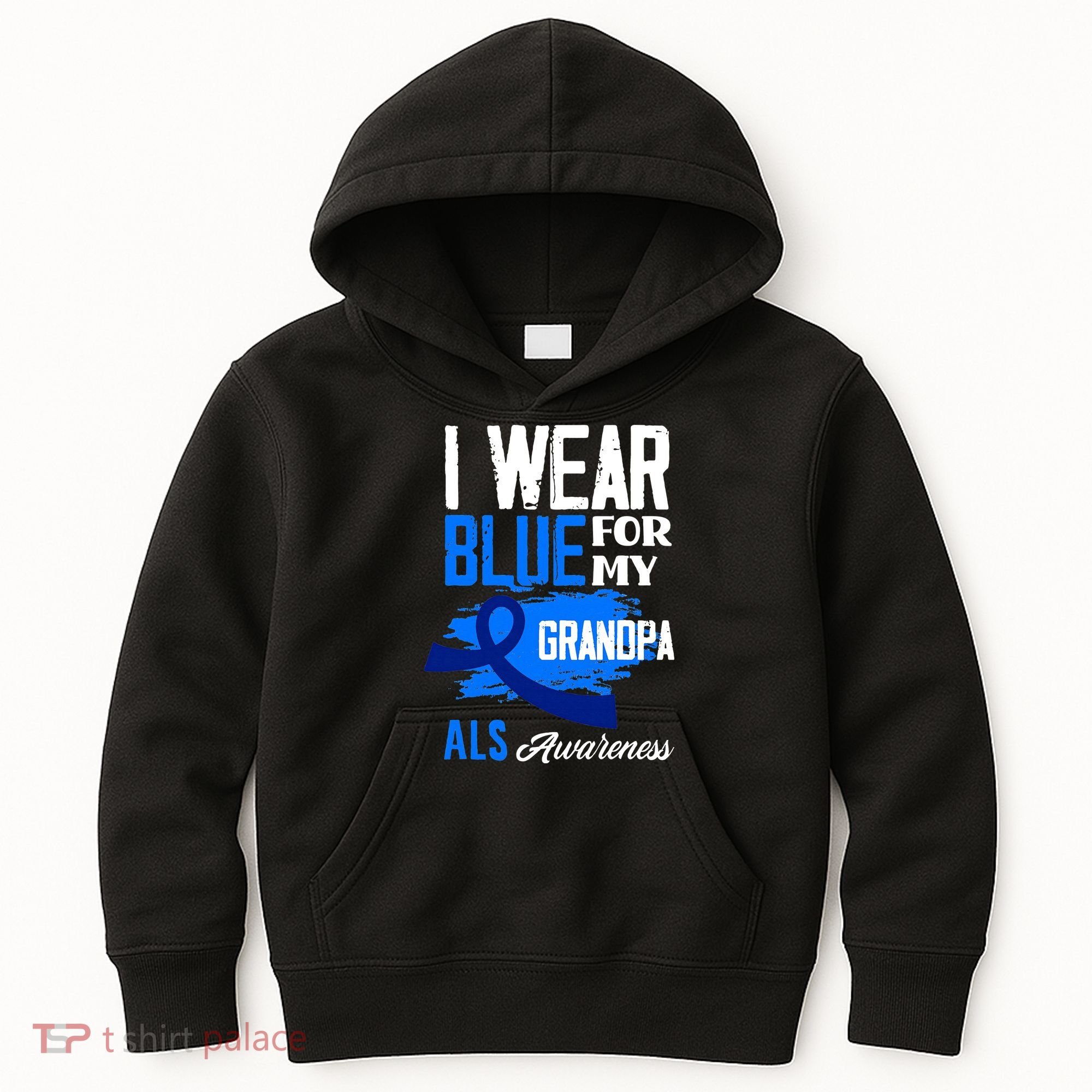 I Wear Blue For My Grandpa Support ALS Awareness Kids Hoodie