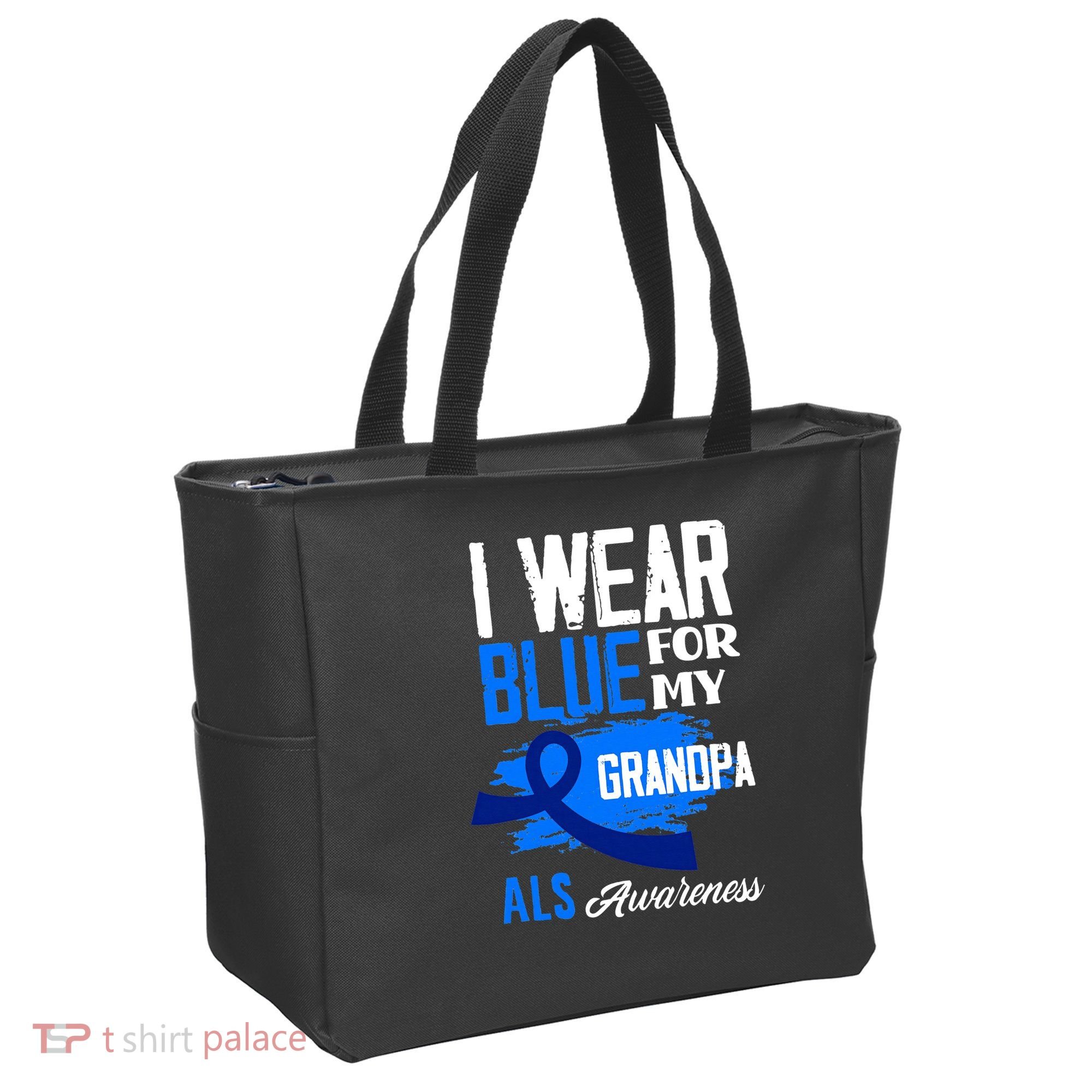 I Wear Blue For My Grandpa Support ALS Awareness Tote Bag