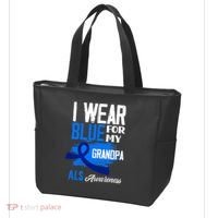 I Wear Blue For My Grandpa Support ALS Awareness Tote Bag thumb 3