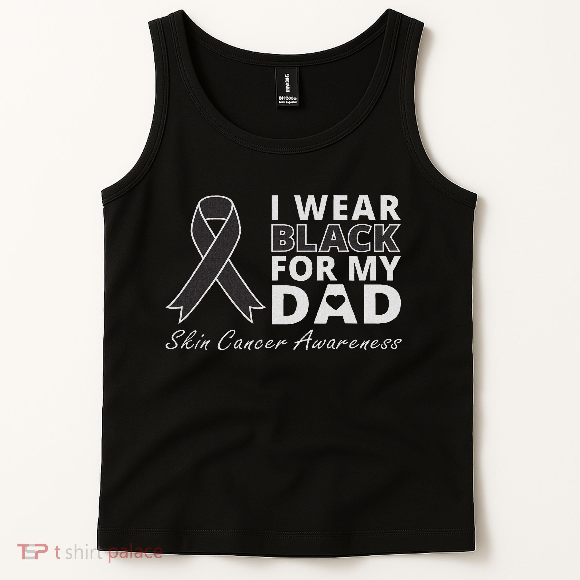 I Wear Black For My Dad Melanoma Awareness Warrior Tank Top