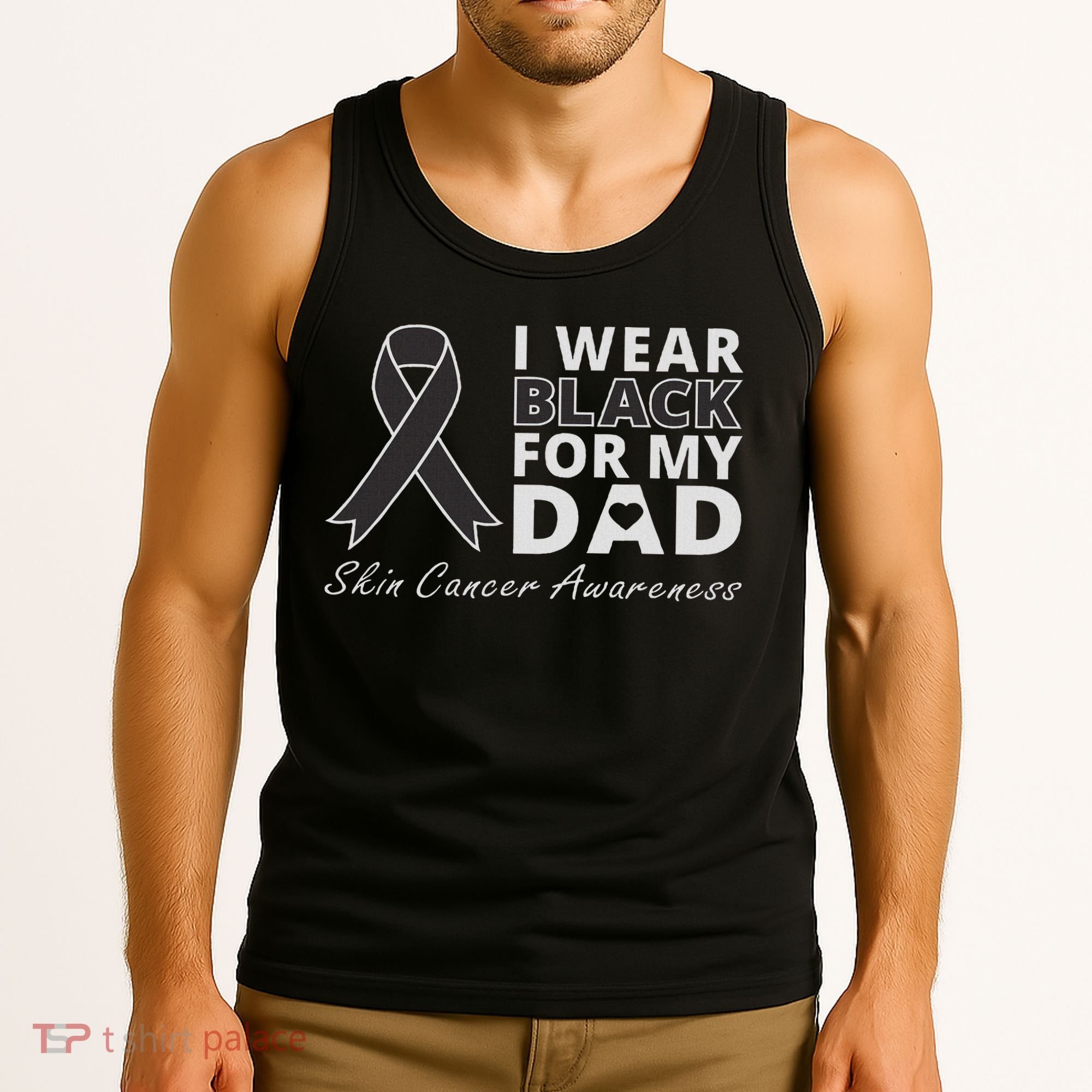 I Wear Black For My Dad Melanoma Awareness Warrior Tank Top
