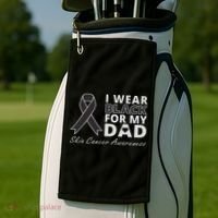 I Wear Black For My Dad Melanoma Awareness Warrior Golf Towel thumb 2