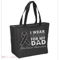 I Wear Black For My Dad Melanoma Awareness Warrior Tote Bag thumb 2