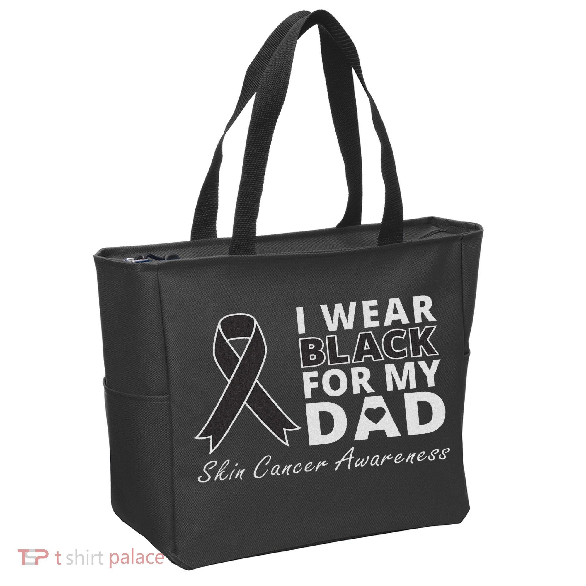 I Wear Black For My Dad Melanoma Awareness Warrior Tote Bag