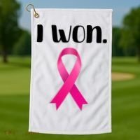 I Won Breast Cancer Awareness Strong Golf Towel thumb 1