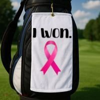 I Won Breast Cancer Awareness Strong Golf Towel thumb 2