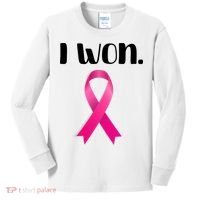 I Won Breast Cancer Awareness Strong Kids Long Sleeve Shirt thumb 0