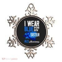 I Wear Blue For My Sister Support ALS Awareness Ornament thumb 0
