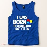 I Was Born To Stand Out Not Fit In Autism Awareness Tank Top thumb 2