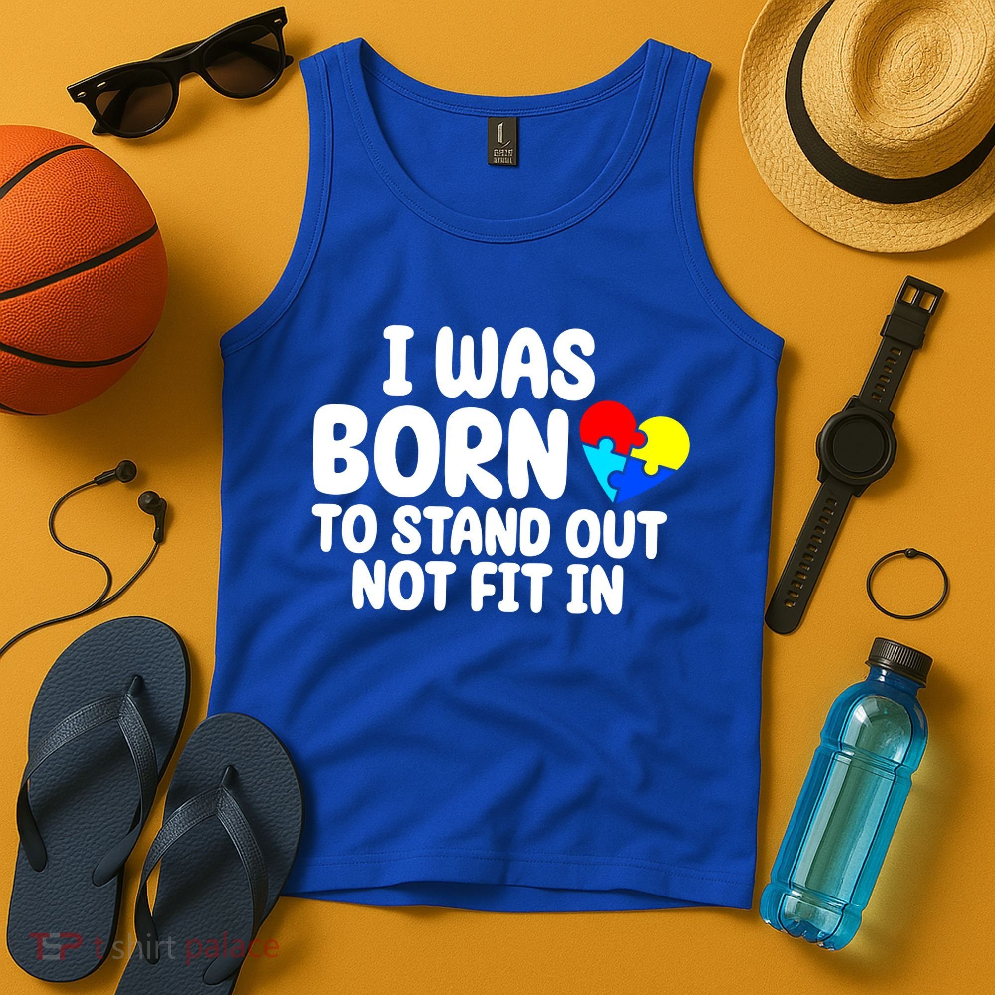 I Was Born To Stand Out Not Fit In Autism Awareness Tank Top