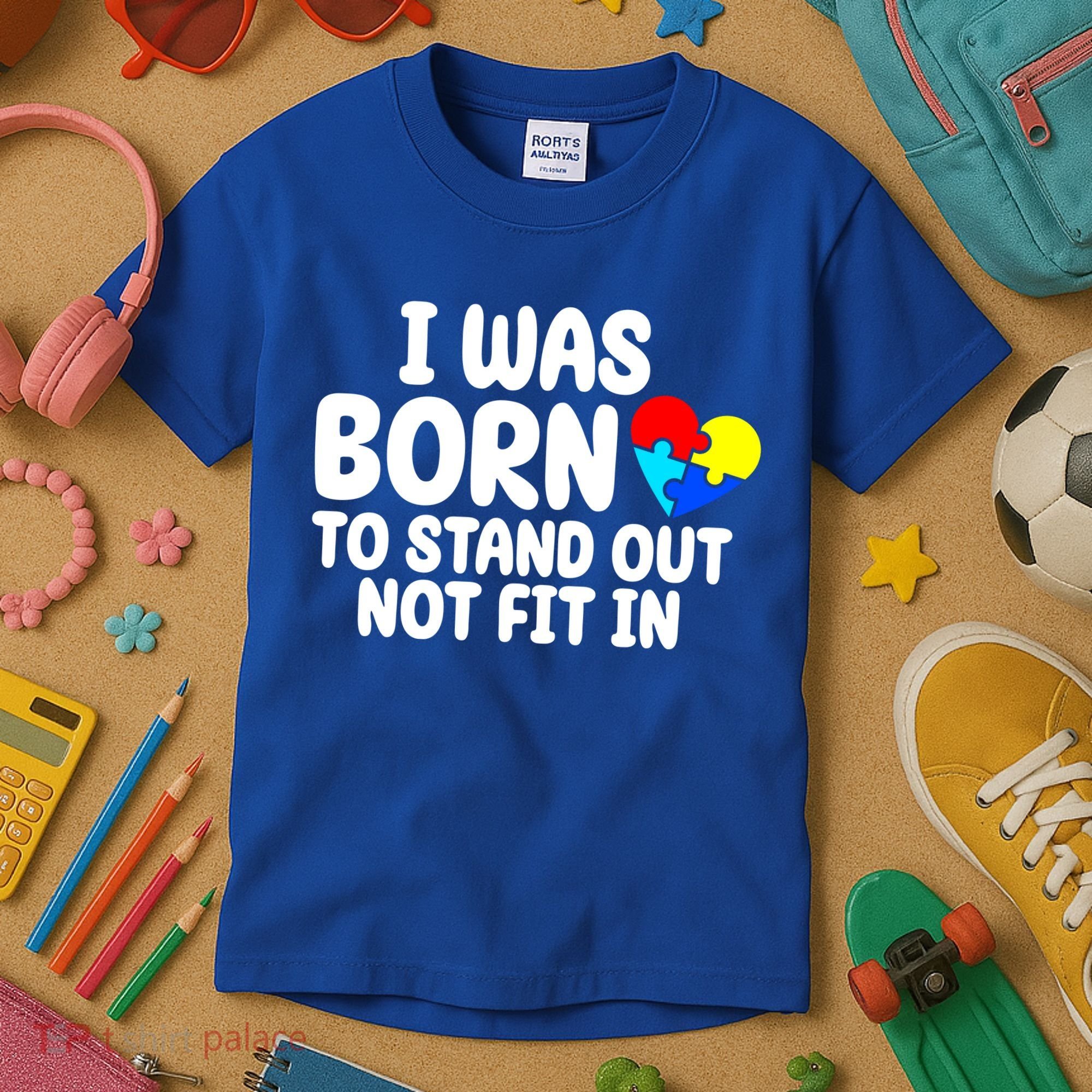 I Was Born To Stand Out Not Fit In Autism Awareness Kids T-Shirt