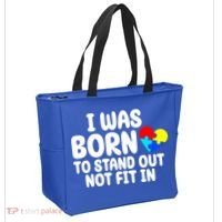 I Was Born To Stand Out Not Fit In Autism Awareness Tote Bag thumb 2