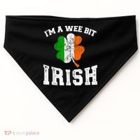I'm wee bit irish with ireland shamrock for St Patricks day USA-Made Doggie Bandana thumb 0