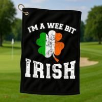 I'm wee bit irish with ireland shamrock for St Patricks day Golf Towel thumb 1