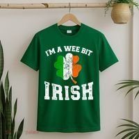 I'm wee bit irish with ireland shamrock for St Patricks day T-Shirt thumb 2