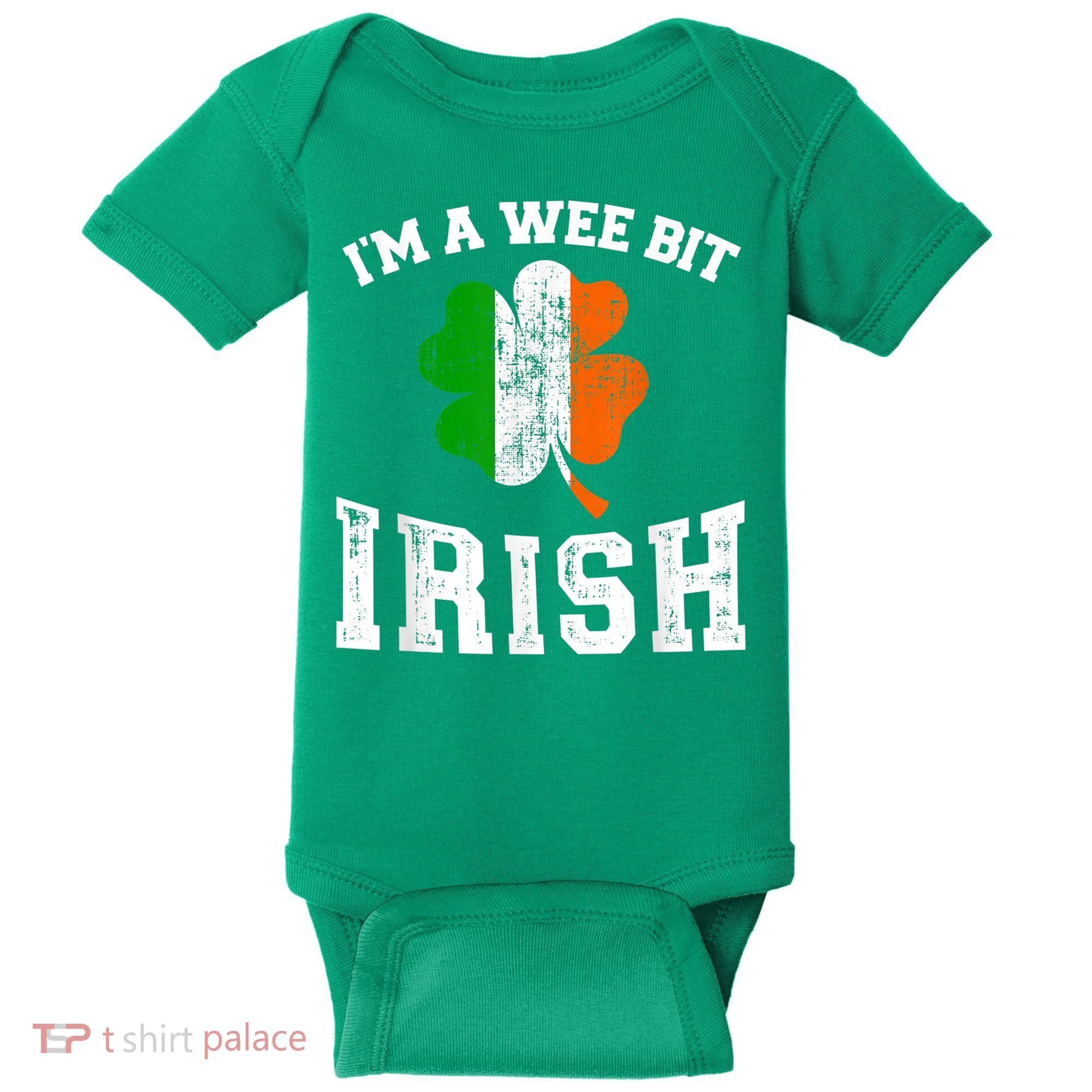 I'm wee bit irish with ireland shamrock for St Patricks day Baby Bodysuit