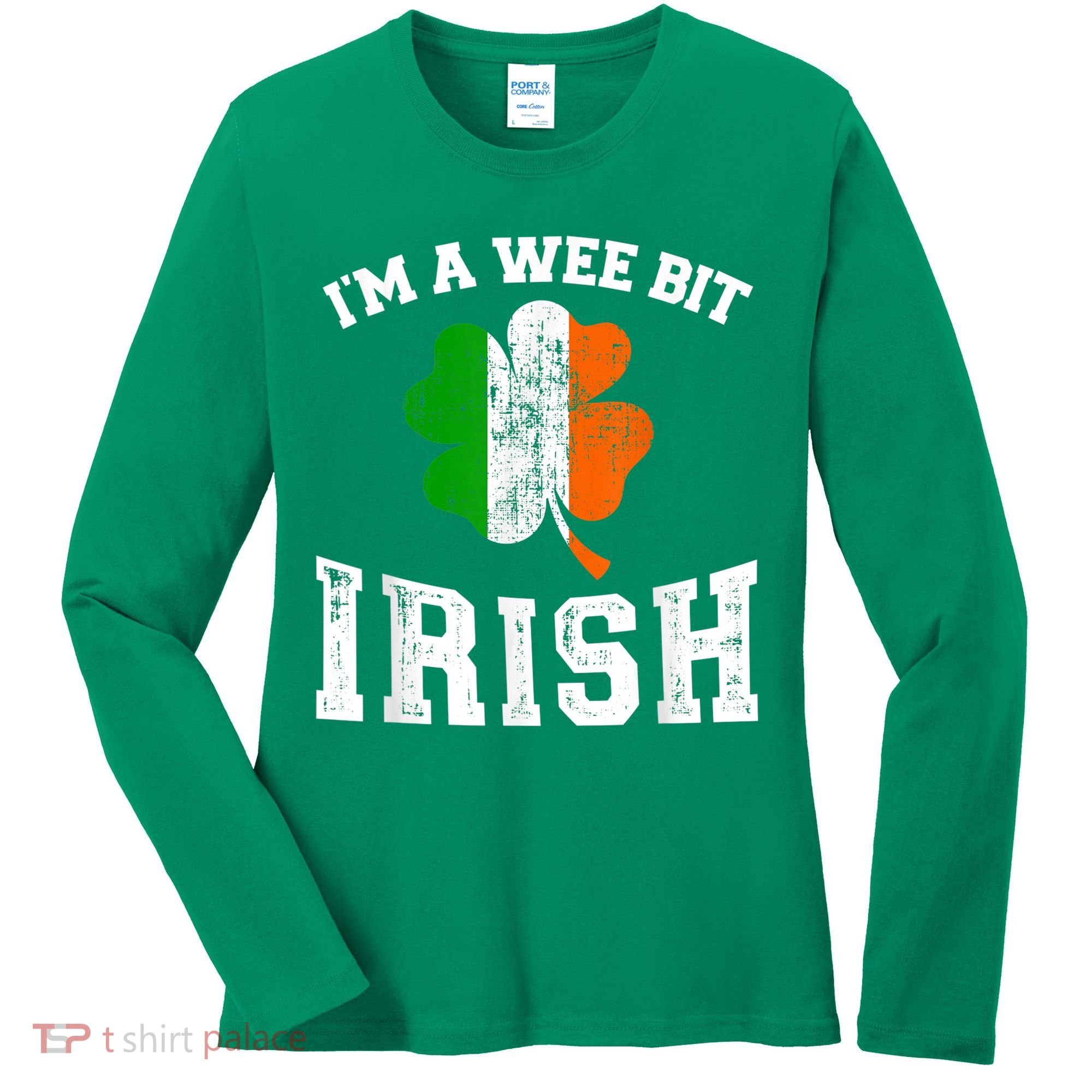 I'm wee bit irish with ireland shamrock for St Patricks day Women's Long Sleeve Shirt