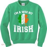 I'm wee bit irish with ireland shamrock for St Patricks day Kids Sweatshirt thumb 0