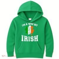 I'm wee bit irish with ireland shamrock for St Patricks day Kids Hoodie thumb 0