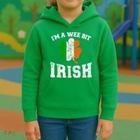 I'm wee bit irish with ireland shamrock for St Patricks day Kids Hoodie thumb 3