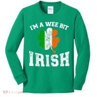 I'm wee bit irish with ireland shamrock for St Patricks day Kids Long Sleeve Shirt thumb 0